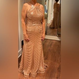NWT - Camille - Sequined Gown - Rose Gold